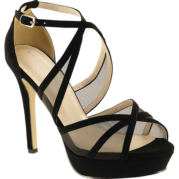 Black Lamy Strappy 3.5 High Heel Peeptoe Sandal Shoe 8 